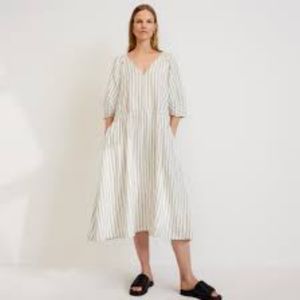 Everlane Puff Sleeve Linen Midi Dress